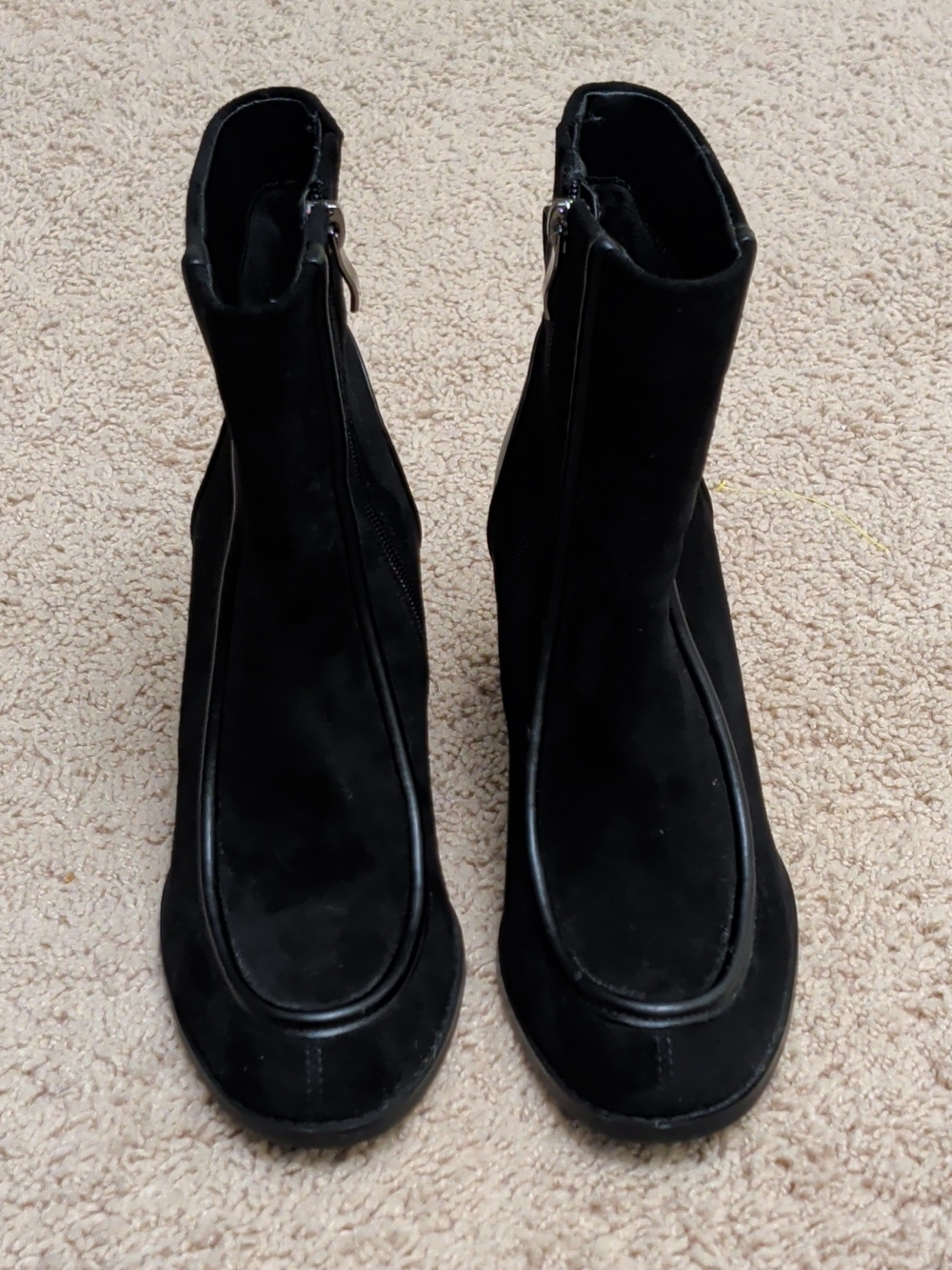 Classic Black Suede Ankle Booties with Side Zip